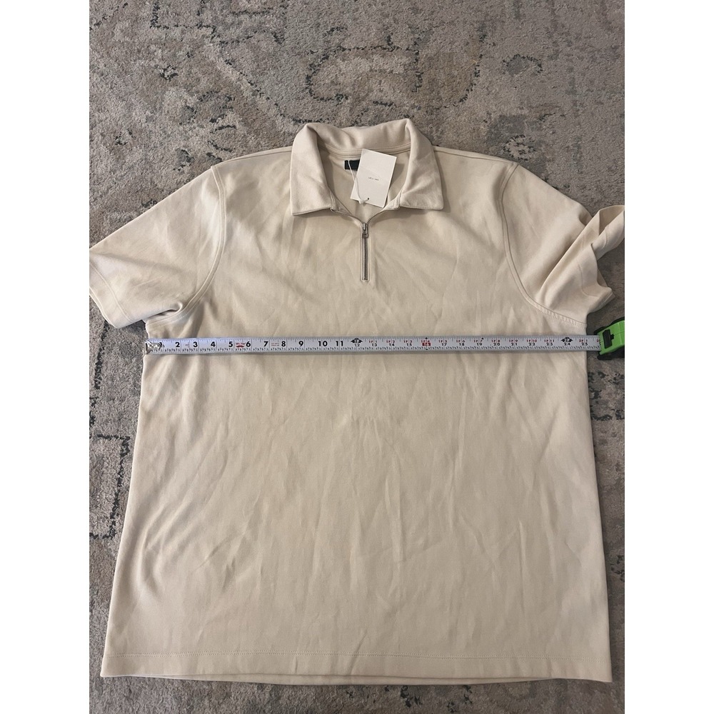 NWT OAK + FORT Capsule Athleisure Minimalist 1/4 Zip Polo Men XL Birch Beige - Picture 6 of 7